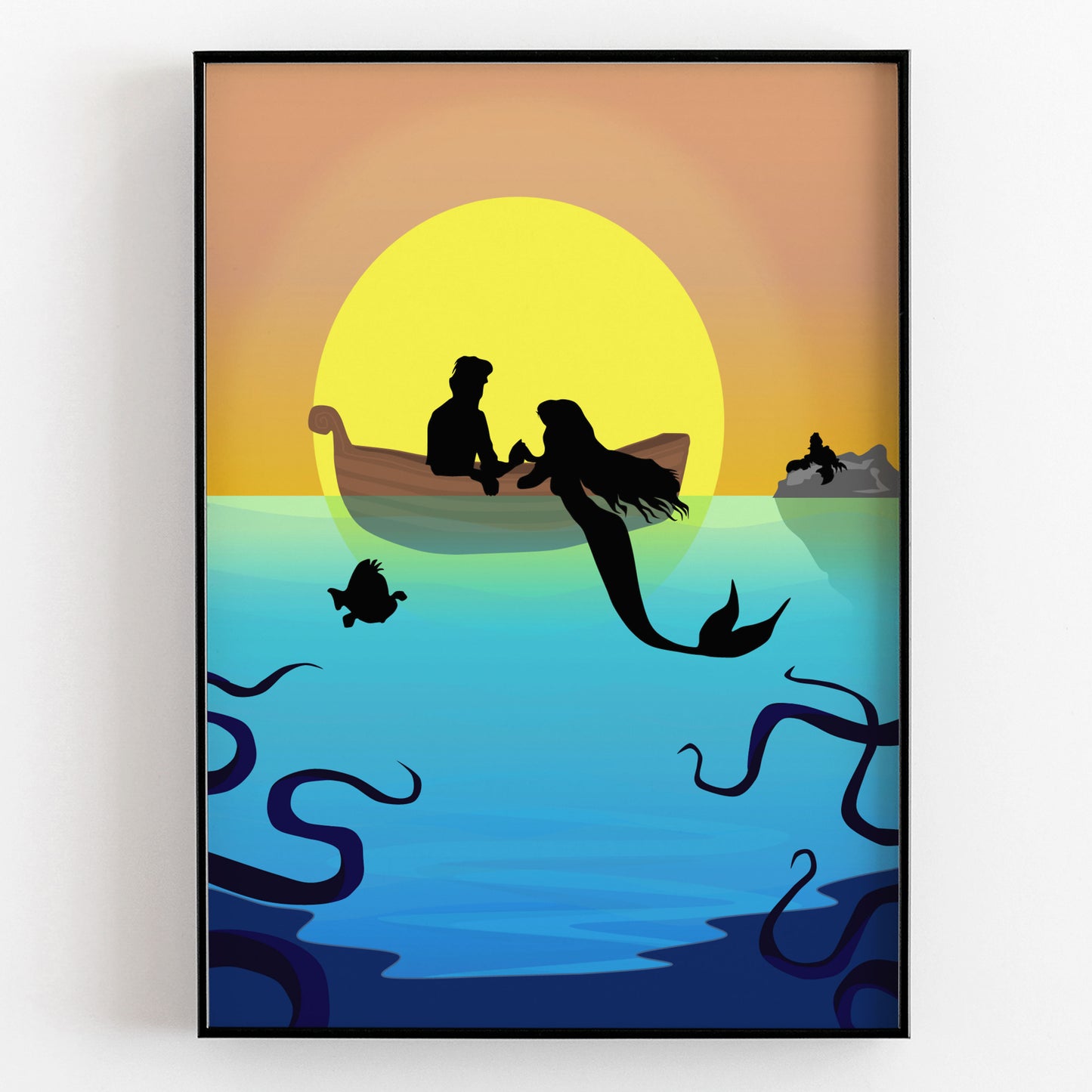 DISNEY'S THE LITTLE MERMAID Character inspired Silhouette Print