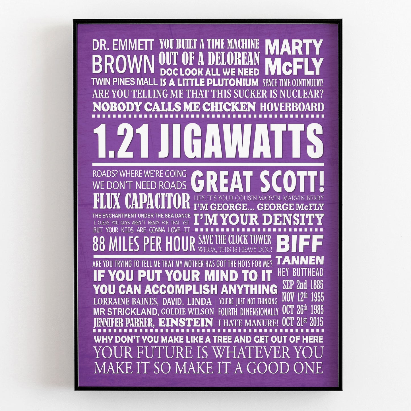 BACK TO THE FUTURE Typography Print (available in 8 colours)