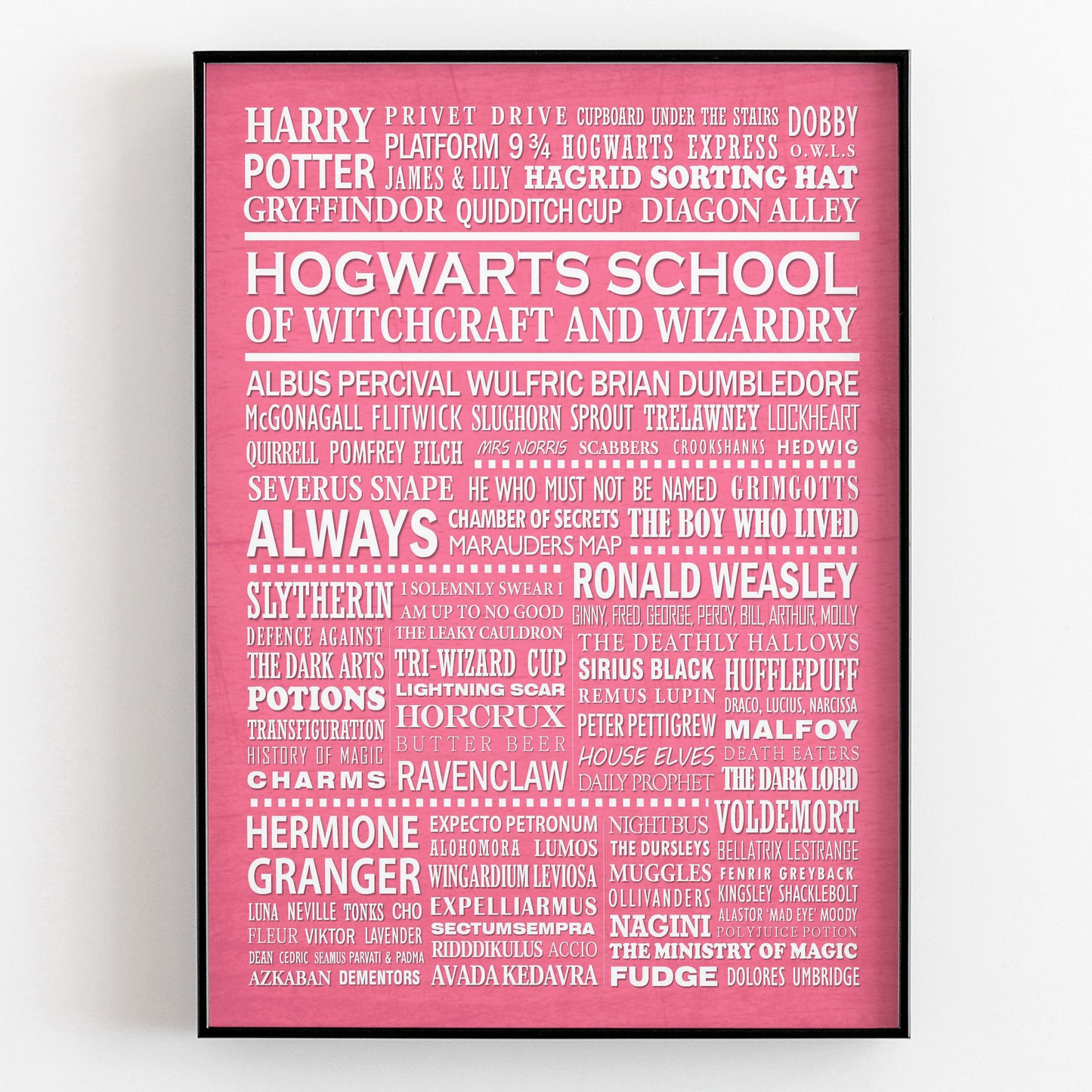 HARRY POTTER Typography Print (available in 8 colours)