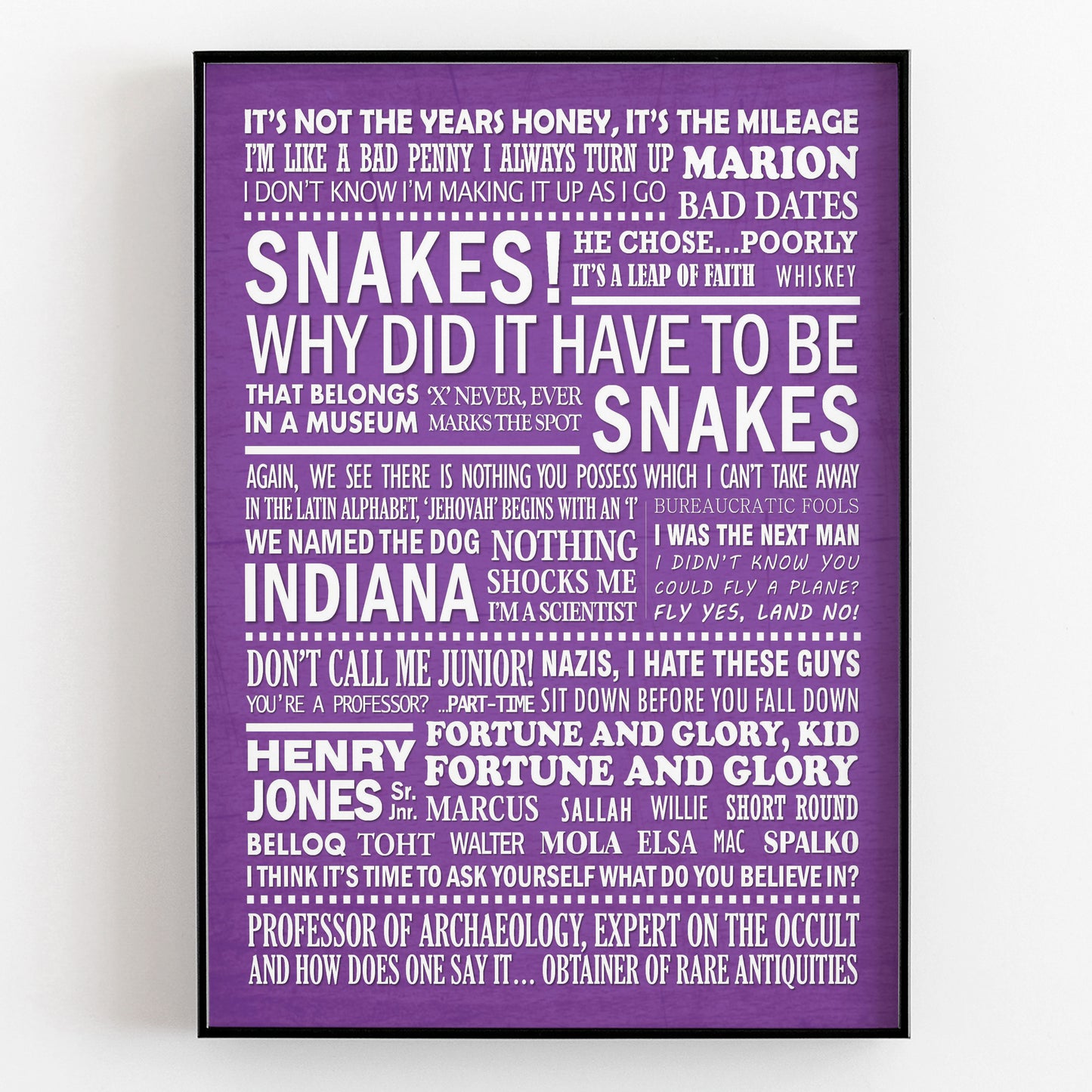 INDIANA JONES Typography Print (available in 8 colours)