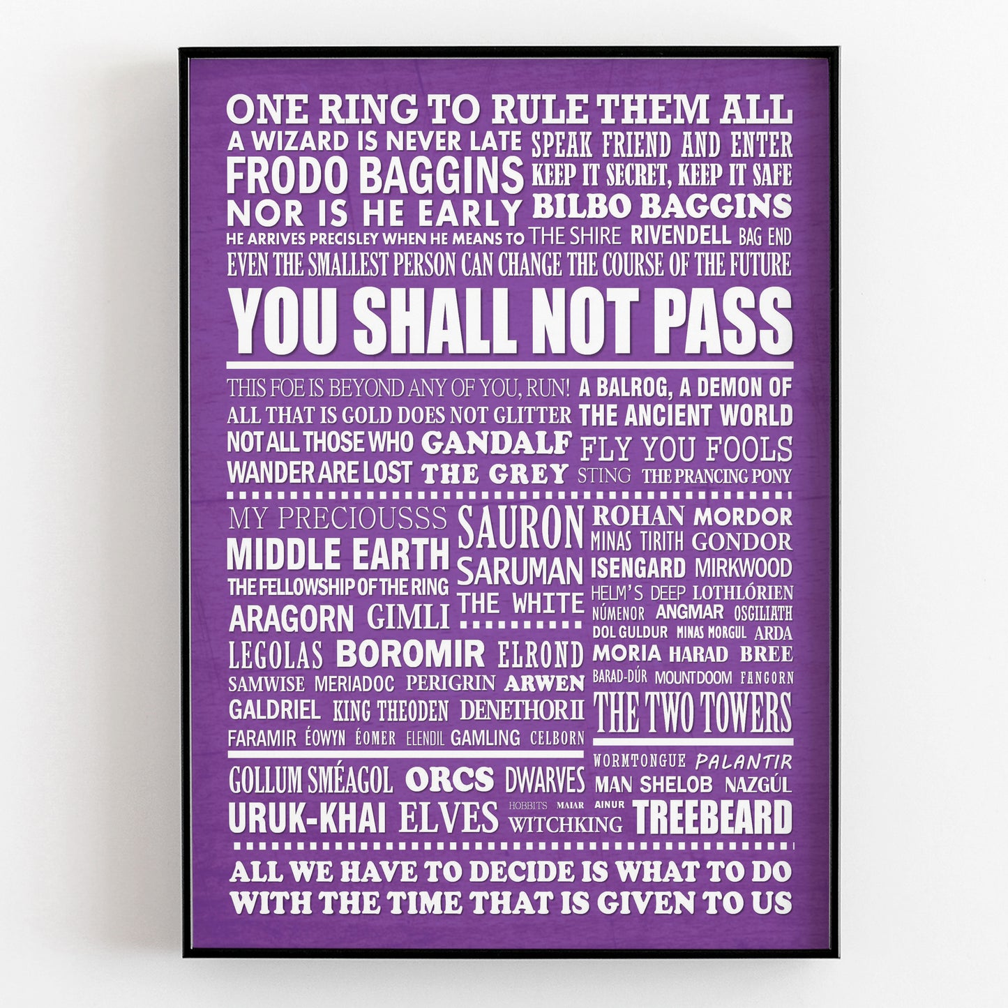 THE LORD OF THE RINGS Typography Print (available in 8 colours)