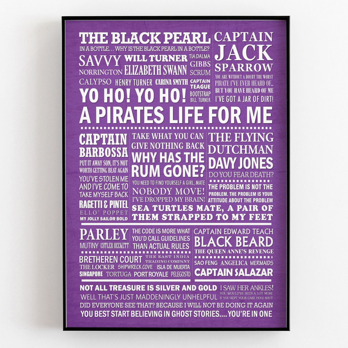 THE PIRATES OF THE CARIBBEAN Typography Print (available in 8 colours)