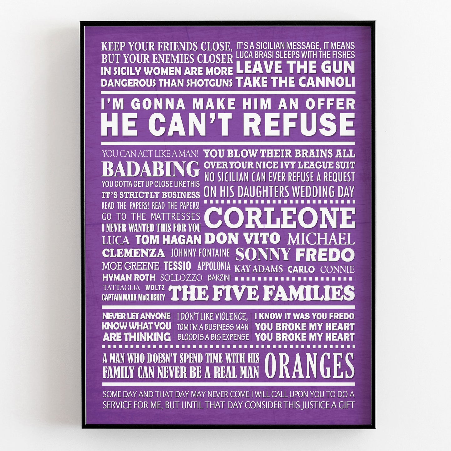 THE GODFATHER Typography Print (available in 8 colours)