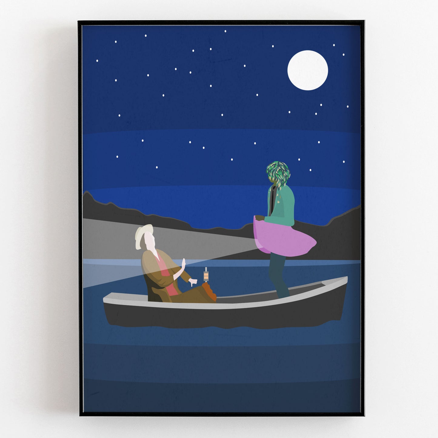FISHING ON BLACK LAKE, Old Gregg Boat Scene Artwork Poster, The Mighty Boosh Print
