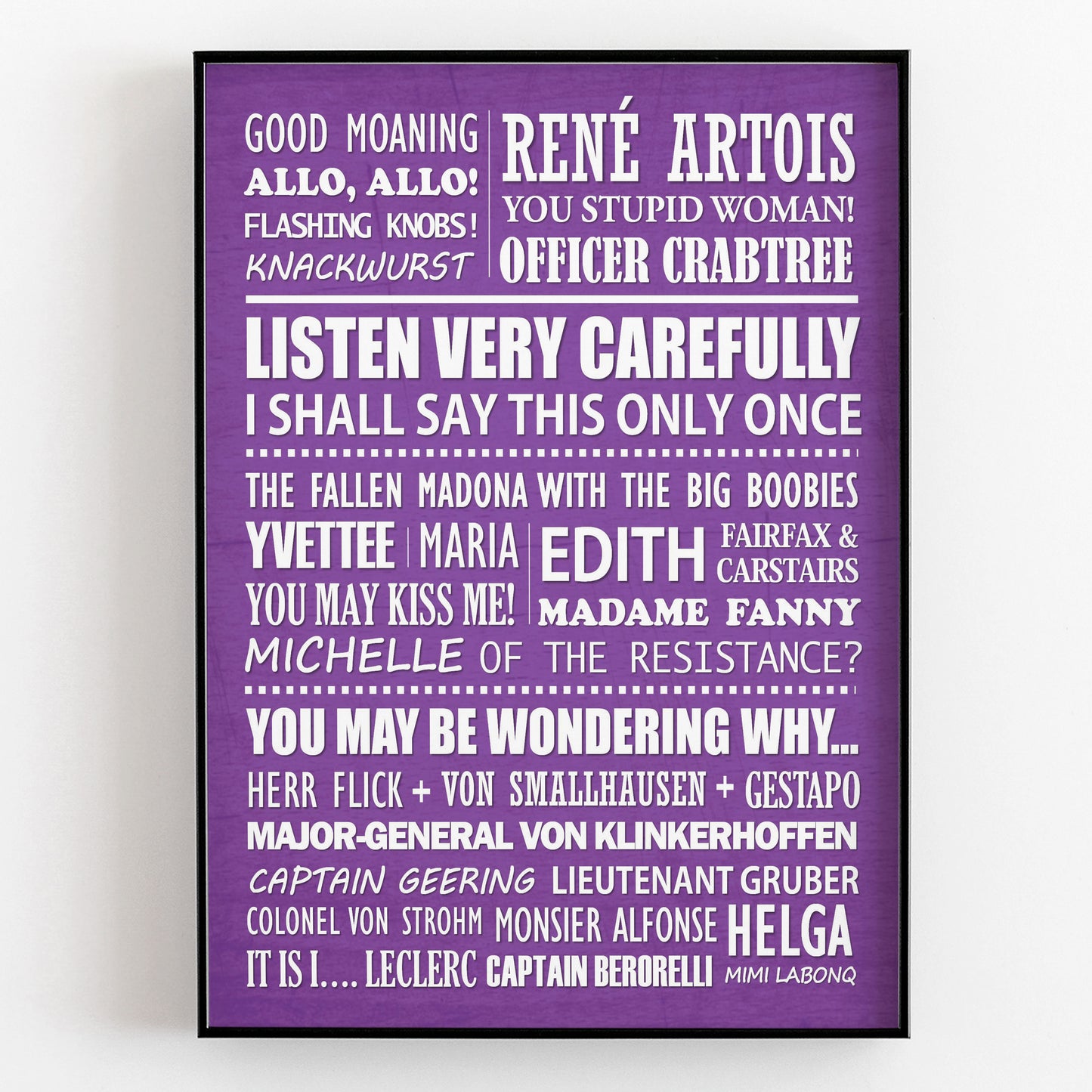 ALLO ALLO Typography Print (available in 8 colours)
