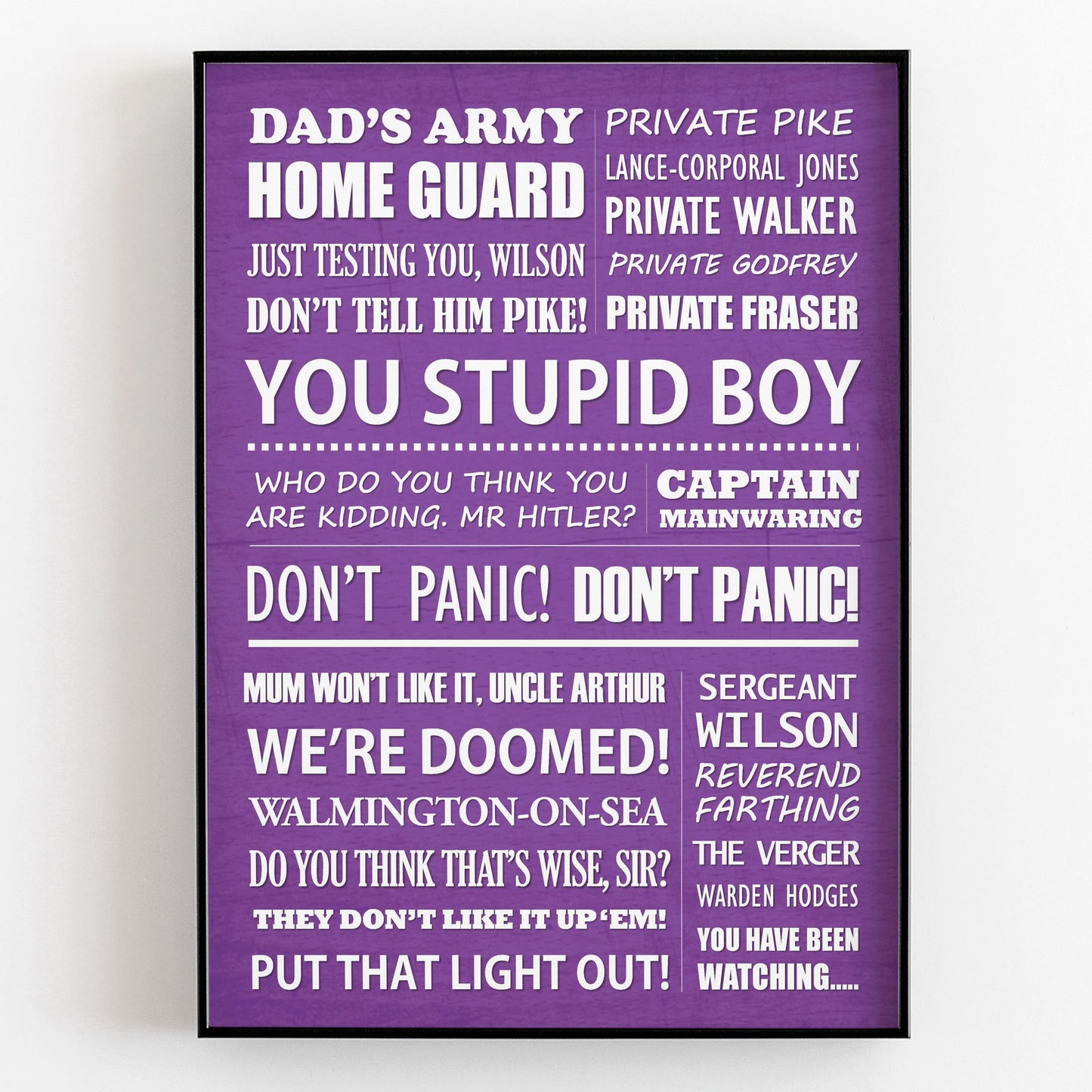 DAD’S ARMY Typography Print (available in 8 colours)