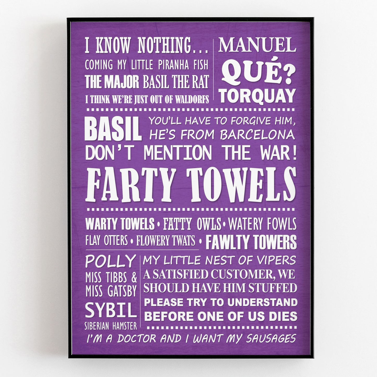 FAWLTY TOWERS Typography Print (available in 8 colours)
