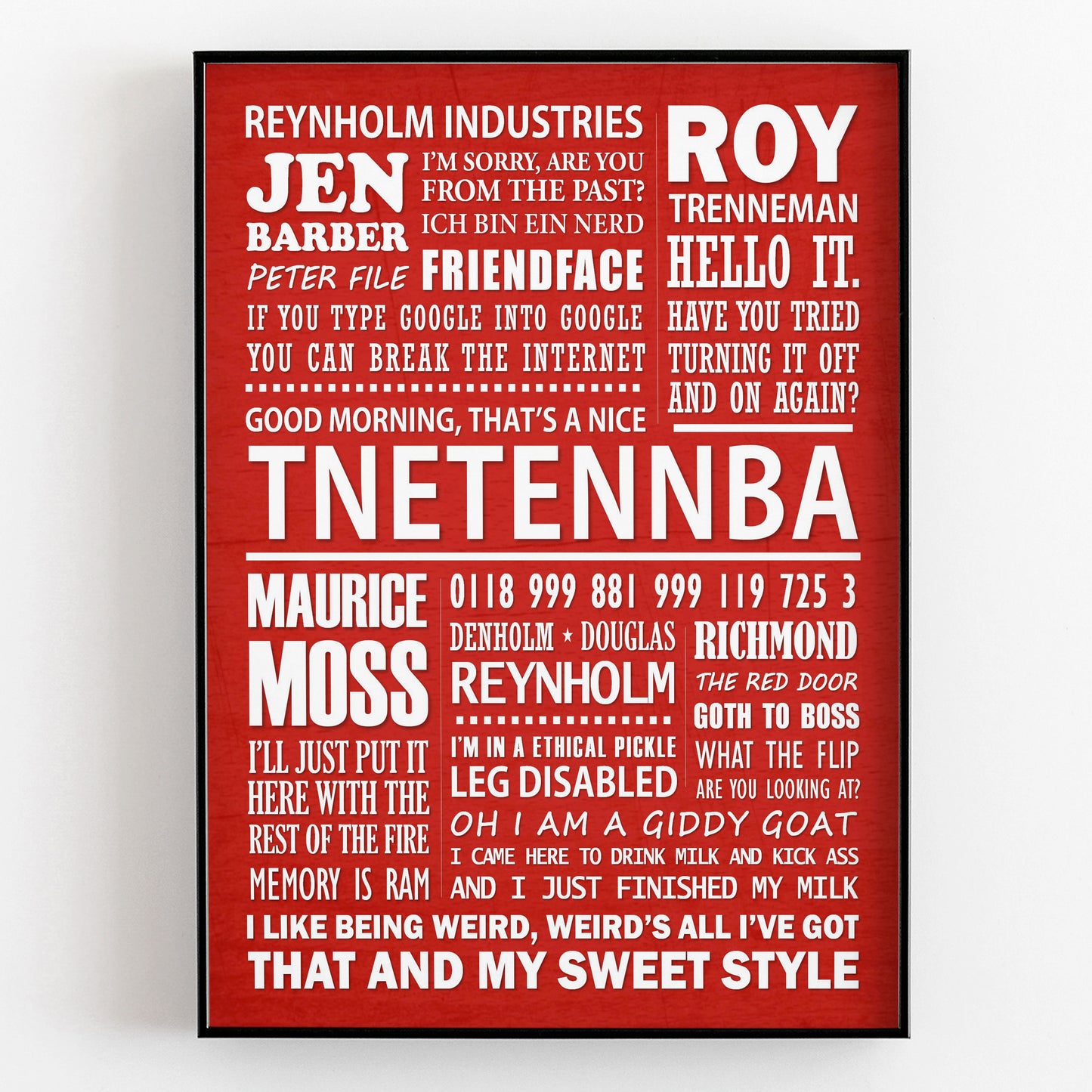 THE IT CROWD Typography Print (8 colours available)