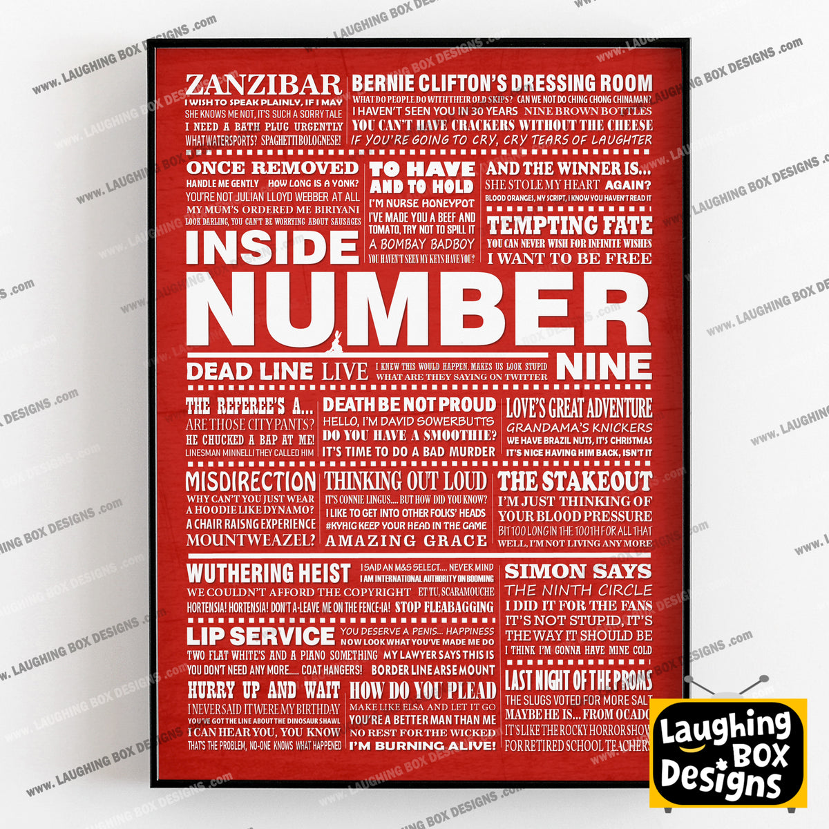 INSIDE NUMBER NINE (Series 4-6) Typography Print (available in 8 colours)