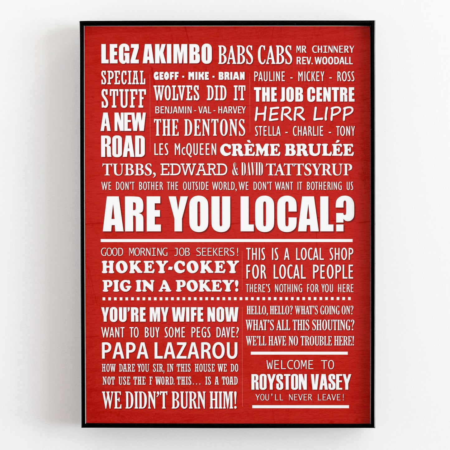 THE LEAGUE OF GENTLEMEN Typography Print (available in 8 colours)