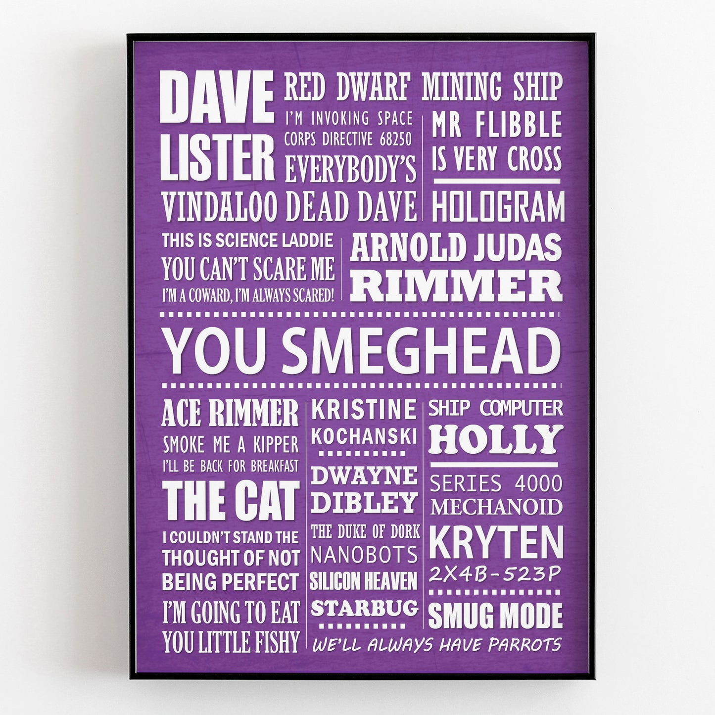 RED DWARF Typography Print (available in 8 colours)
