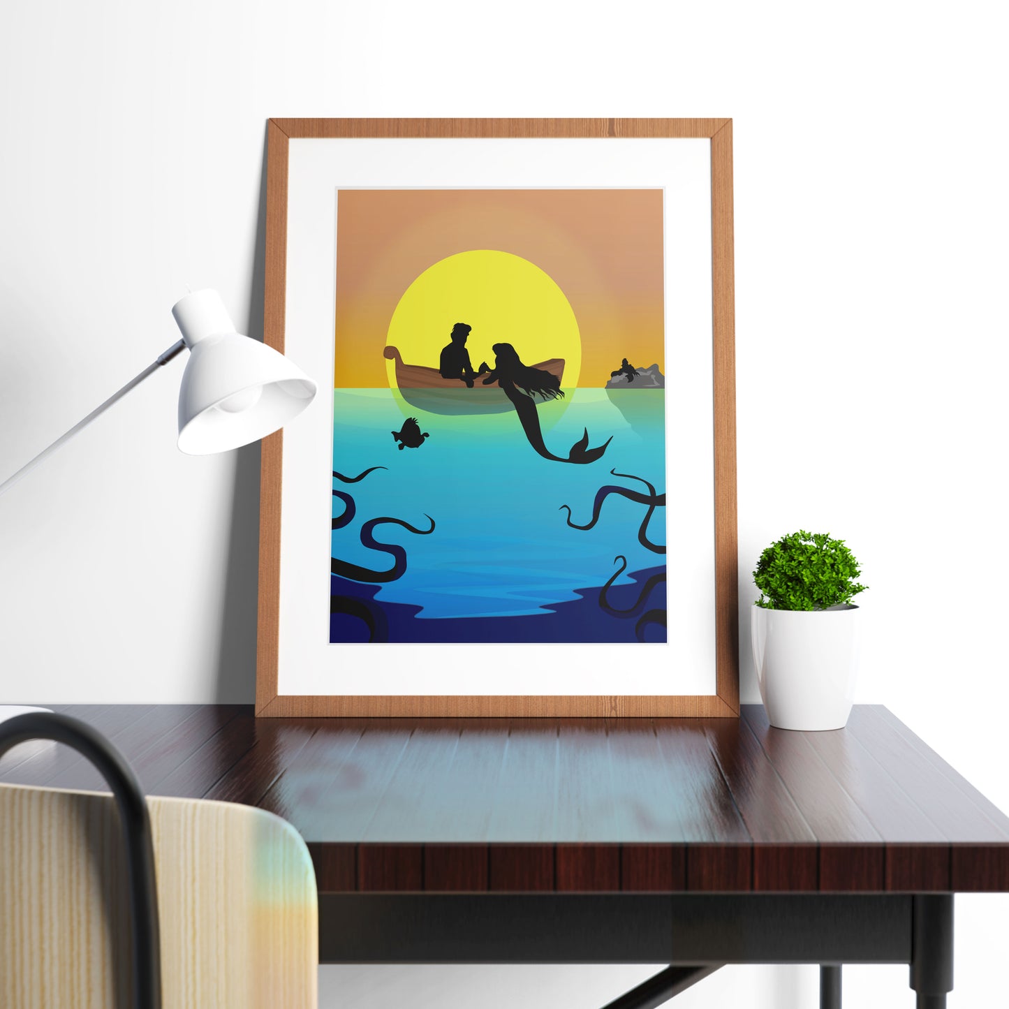 DISNEY'S THE LITTLE MERMAID Character inspired Silhouette Print
