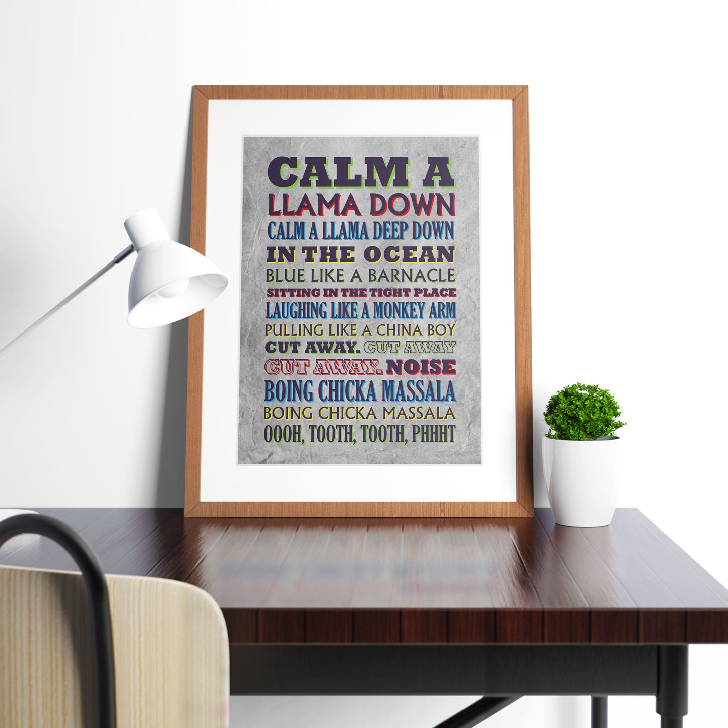 CALM A LLAMA DOWN Crimp Lyrics, The Mighty Boosh Print (2 styles available)