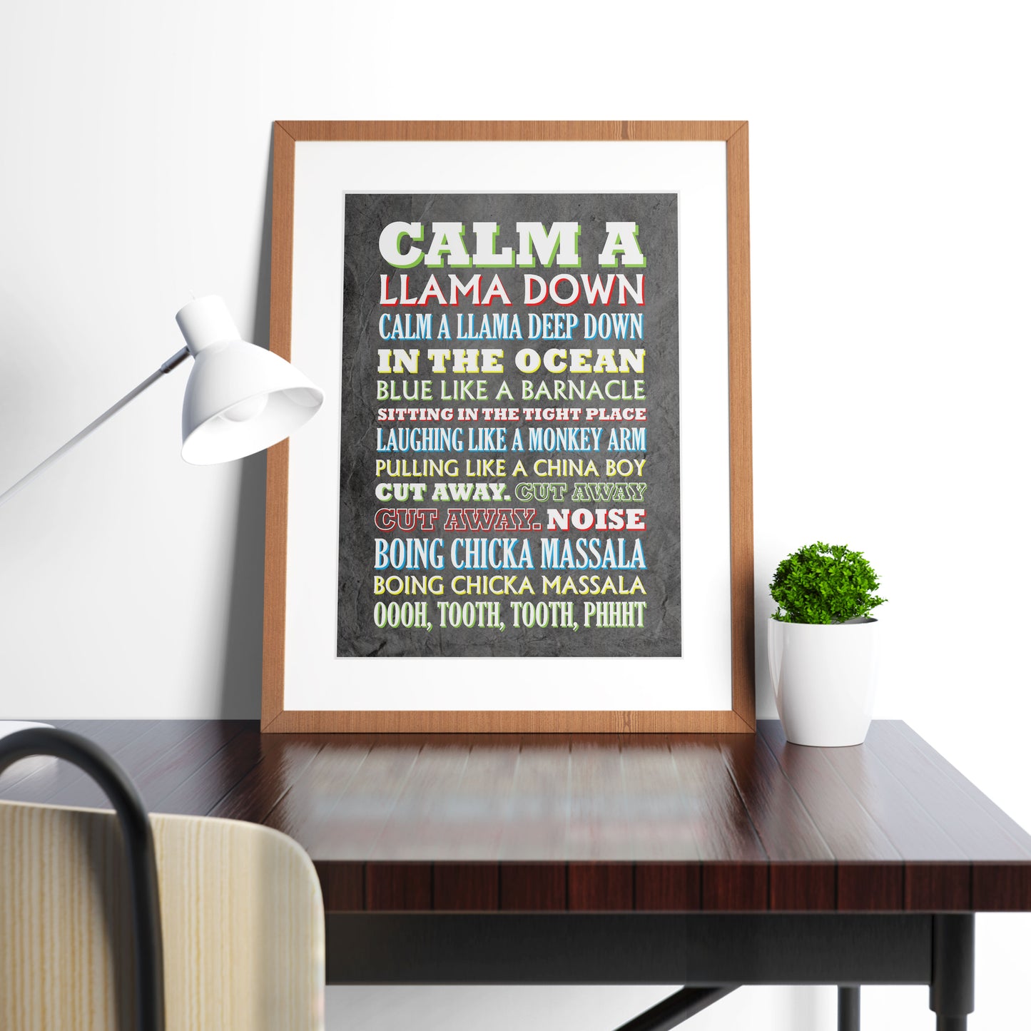 CALM A LLAMA DOWN Crimp Lyrics, The Mighty Boosh Print (2 styles available)