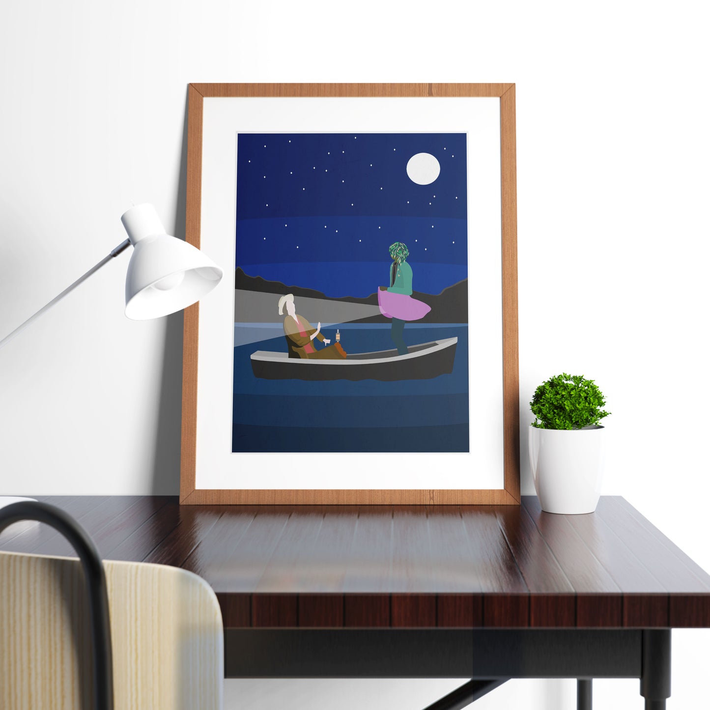 FISHING ON BLACK LAKE, Old Gregg Boat Scene Artwork Poster, The Mighty Boosh Print