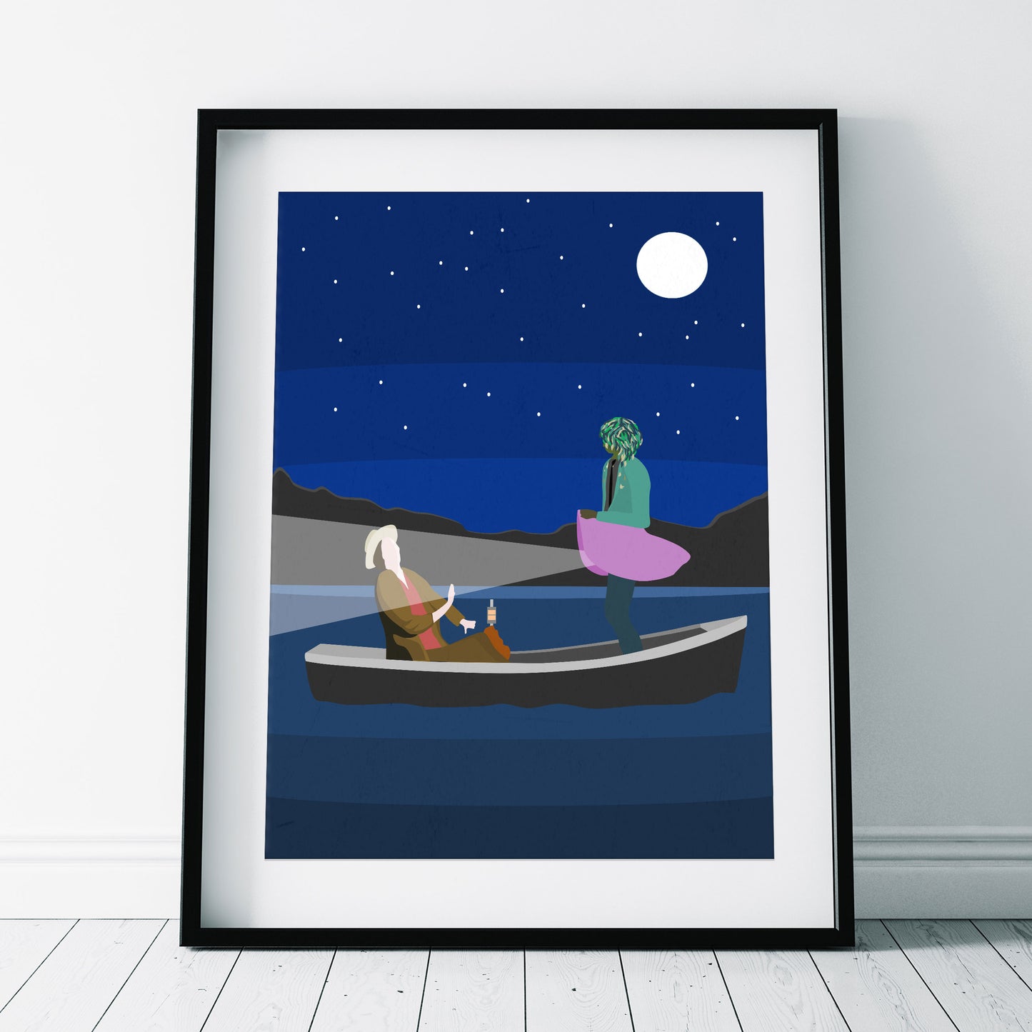 FISHING ON BLACK LAKE, Old Gregg Boat Scene Artwork Poster, The Mighty Boosh Print