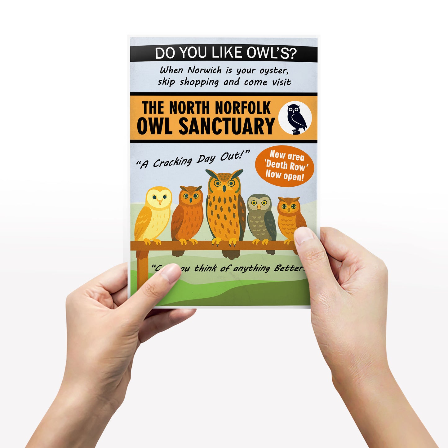 THE NORTH NORFOLK OWL SANCTUARY, Alan Partridge Print