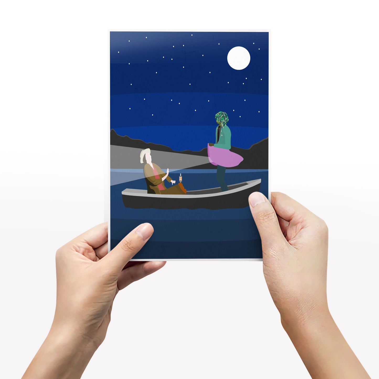 FISHING ON BLACK LAKE, Old Gregg Boat Scene Artwork Poster, The Mighty Boosh Print