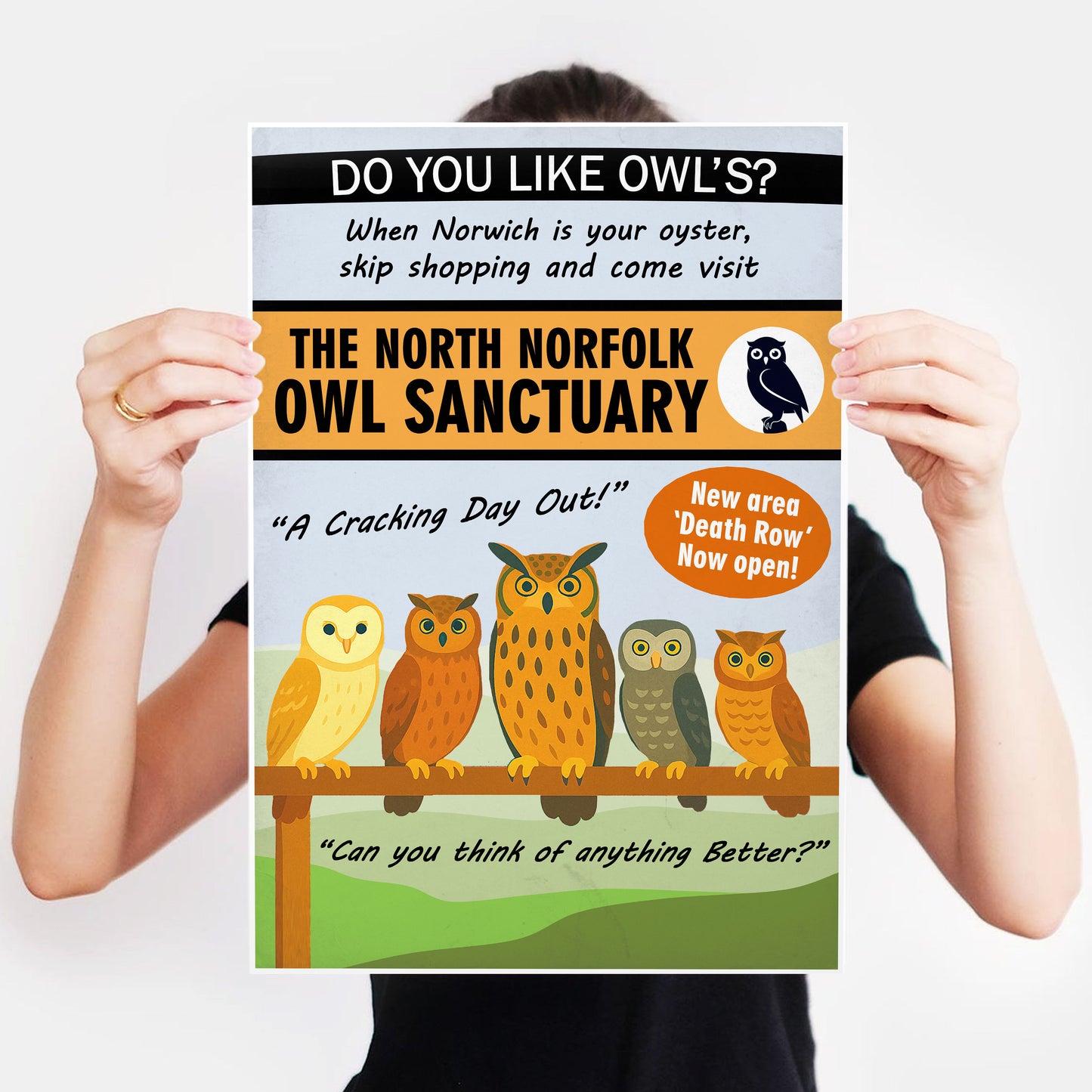 THE NORTH NORFOLK OWL SANCTUARY, Alan Partridge Print