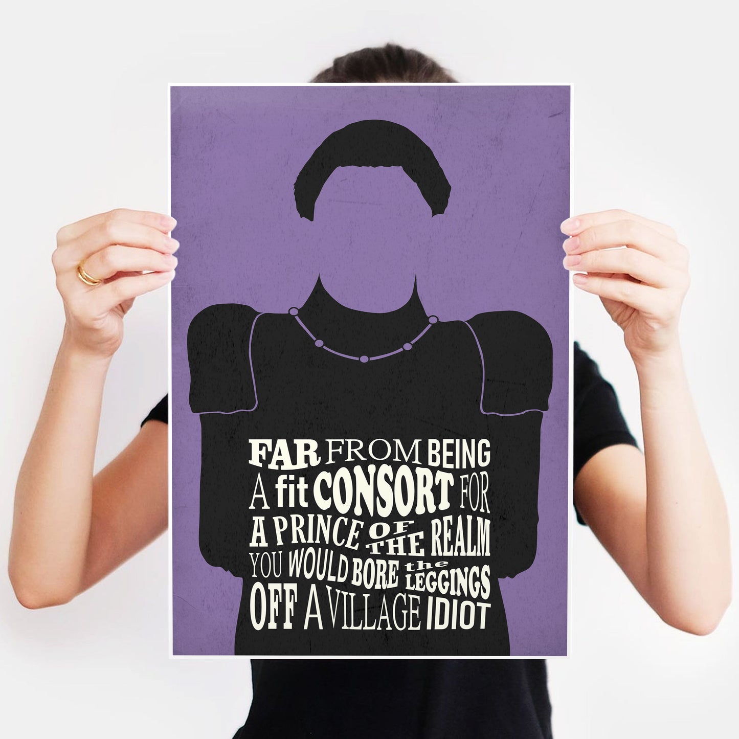BORE THE LEGS OFF A VILLAGE IDIOT, Prince Blackadder Quote, Blackadder Print (Purple)