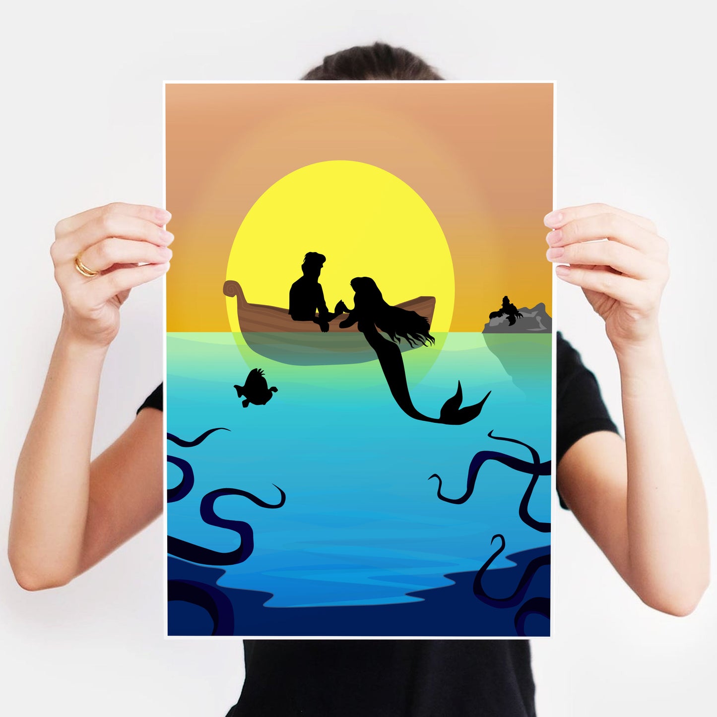 DISNEY'S THE LITTLE MERMAID Character inspired Silhouette Print