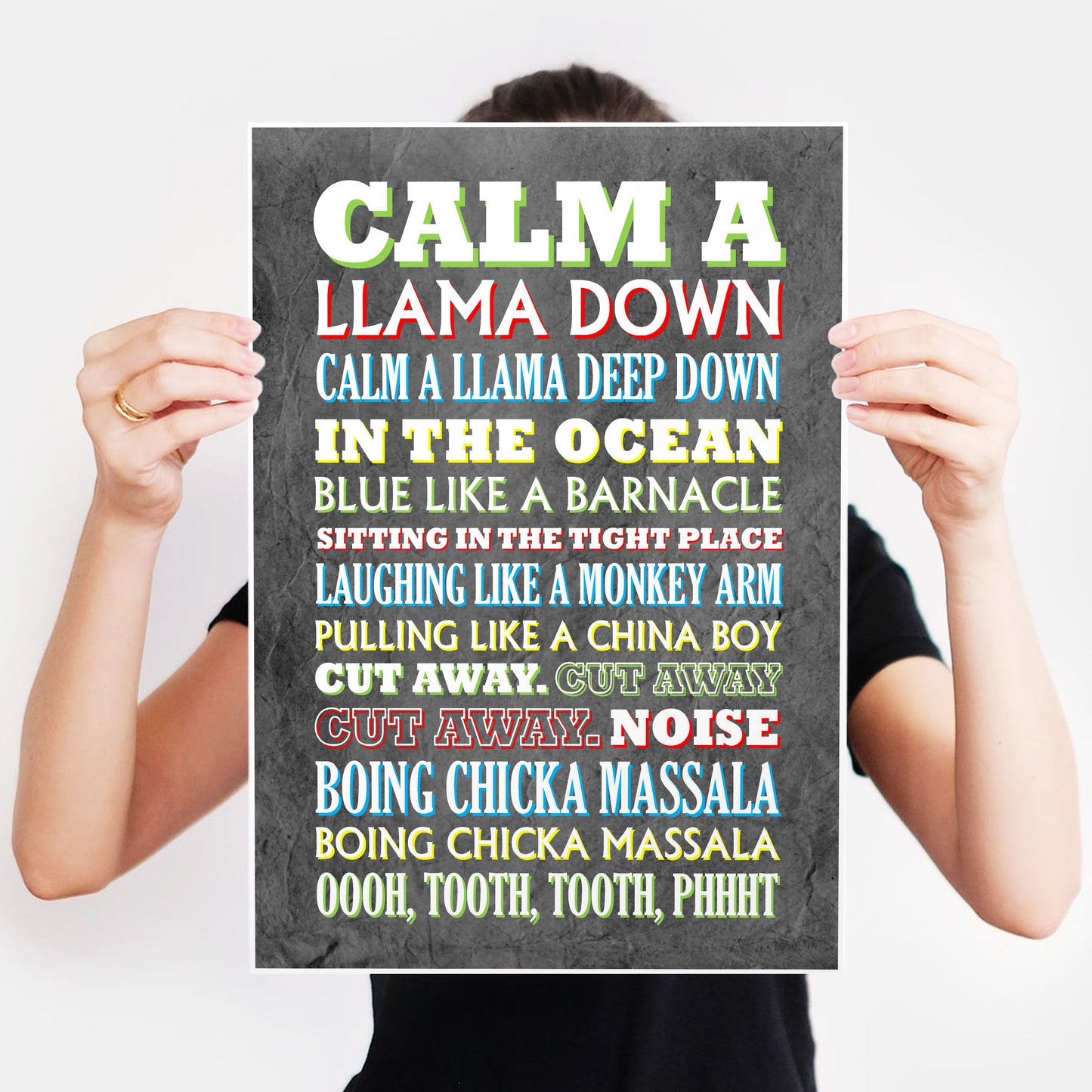 CALM A LLAMA DOWN Crimp Lyrics, The Mighty Boosh Print (2 styles available)