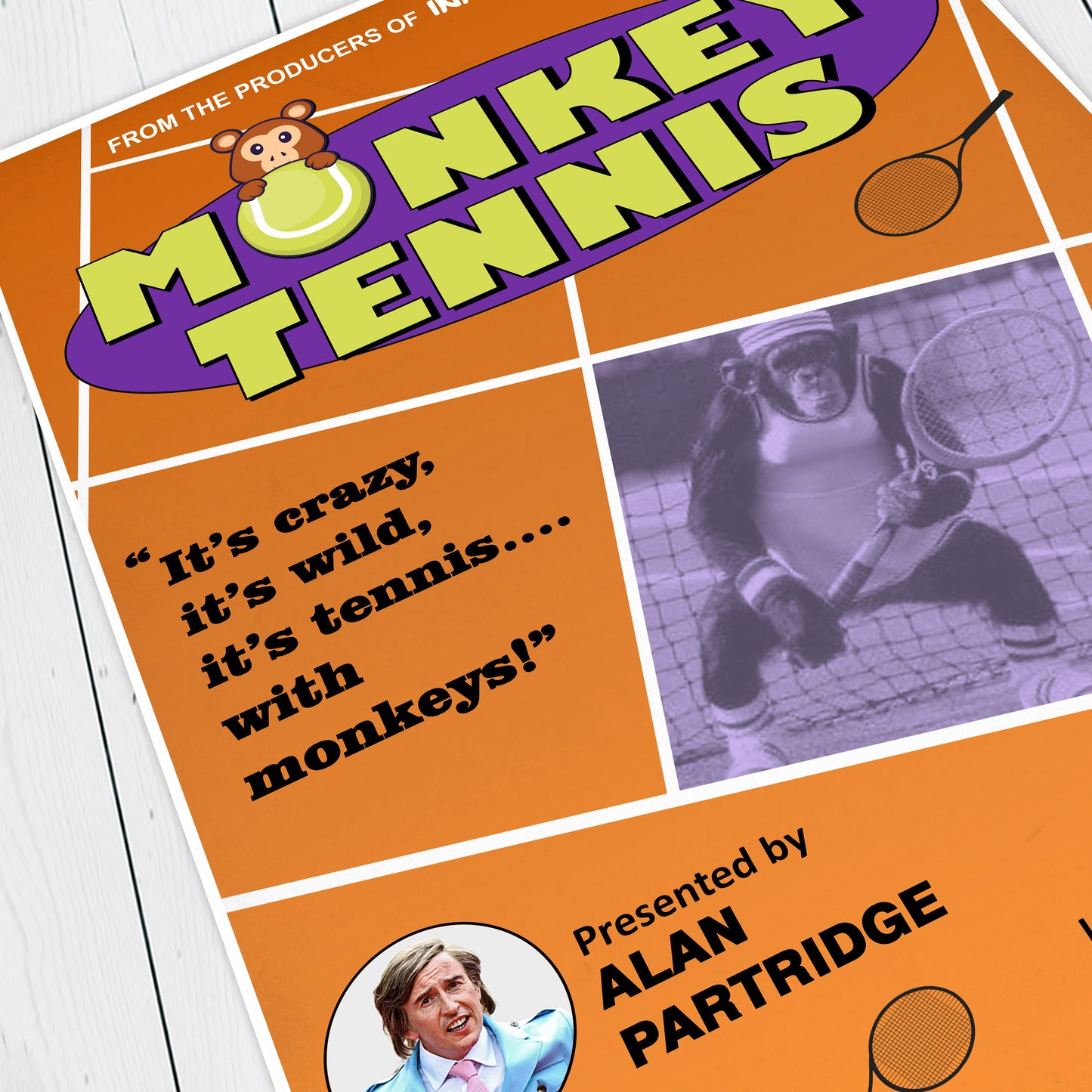MONKEY TENNIS, Alan Partridge Print