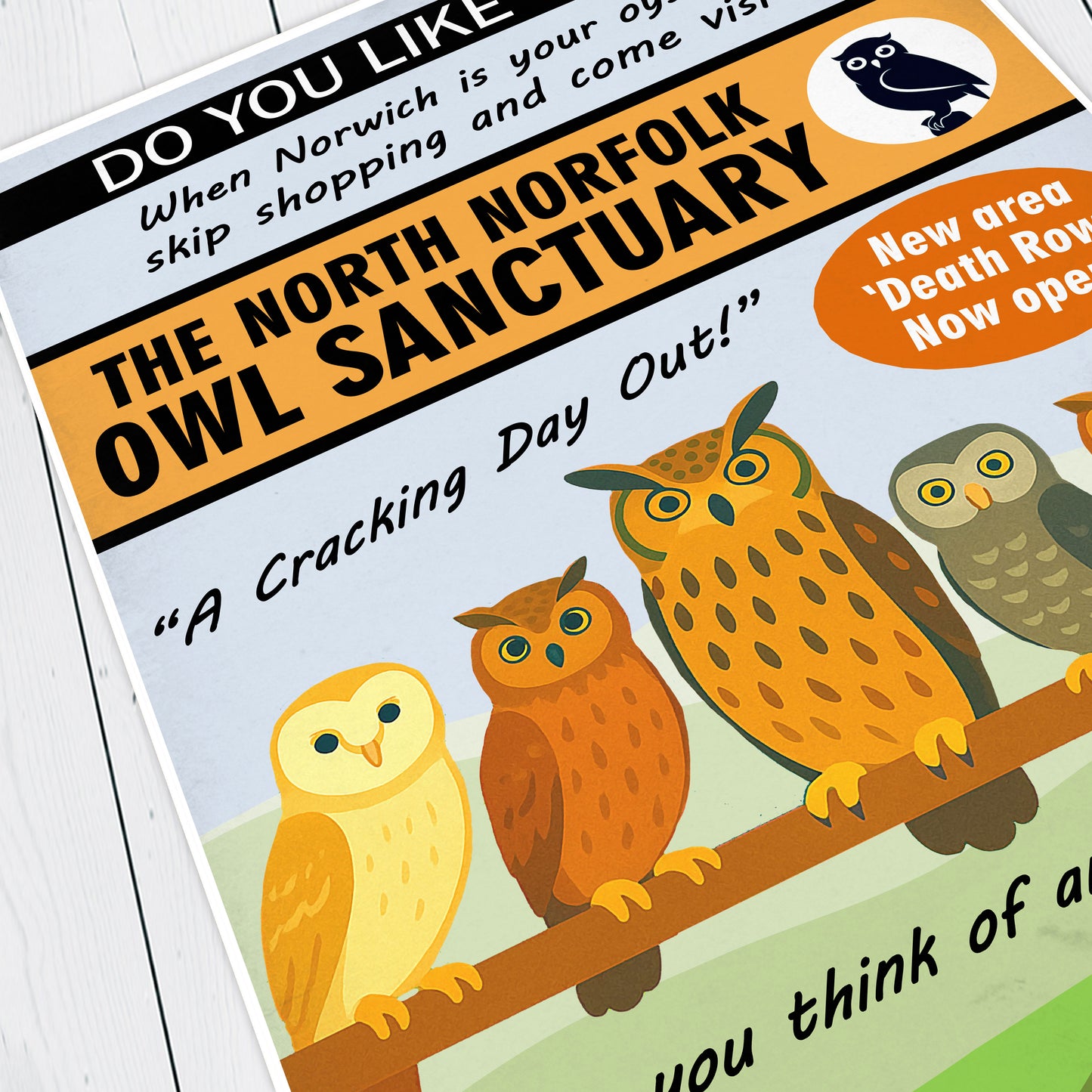 THE NORTH NORFOLK OWL SANCTUARY, Alan Partridge Print