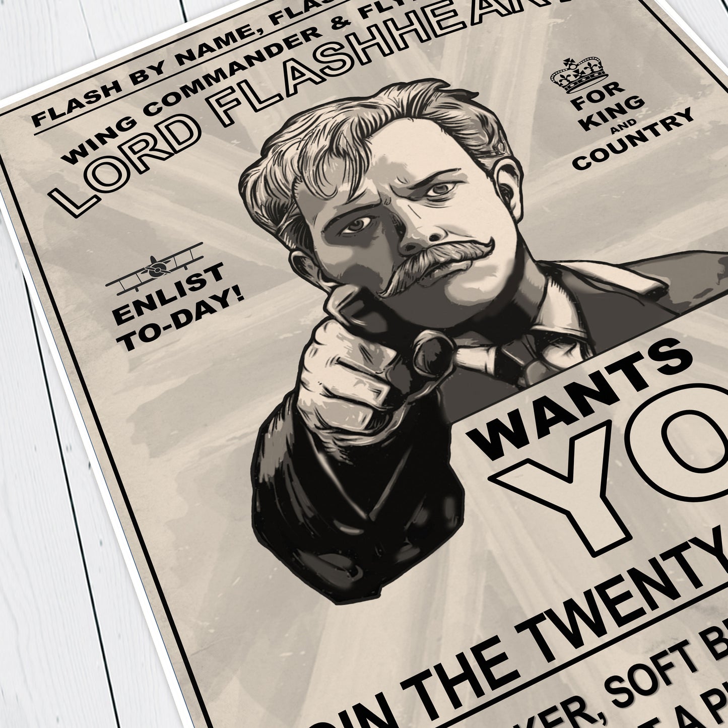 LORD FLASHHEART TWENTY MINUTERS, Flash Wants You! Recruitment poster, Blackadder Print