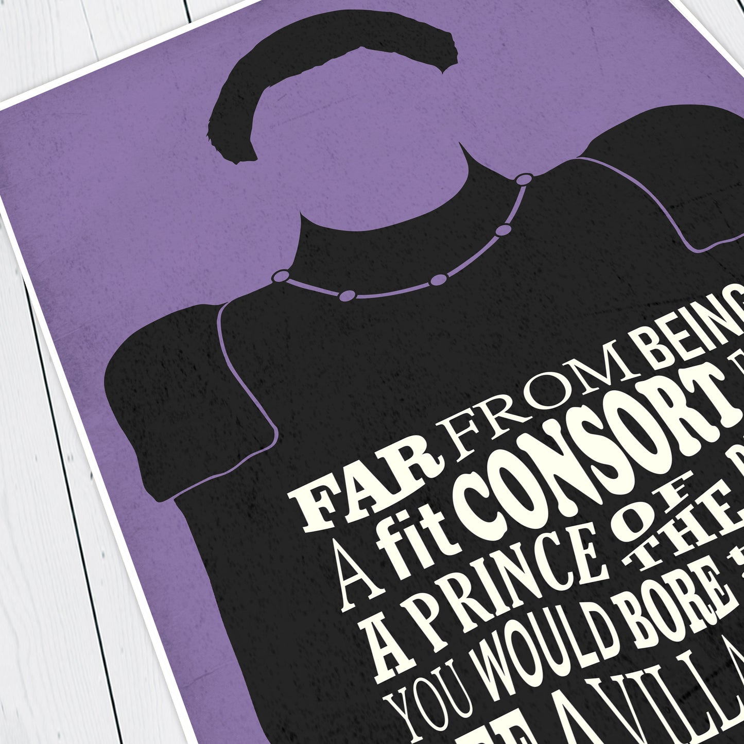 BORE THE LEGS OFF A VILLAGE IDIOT, Prince Blackadder Quote, Blackadder Print (Purple)