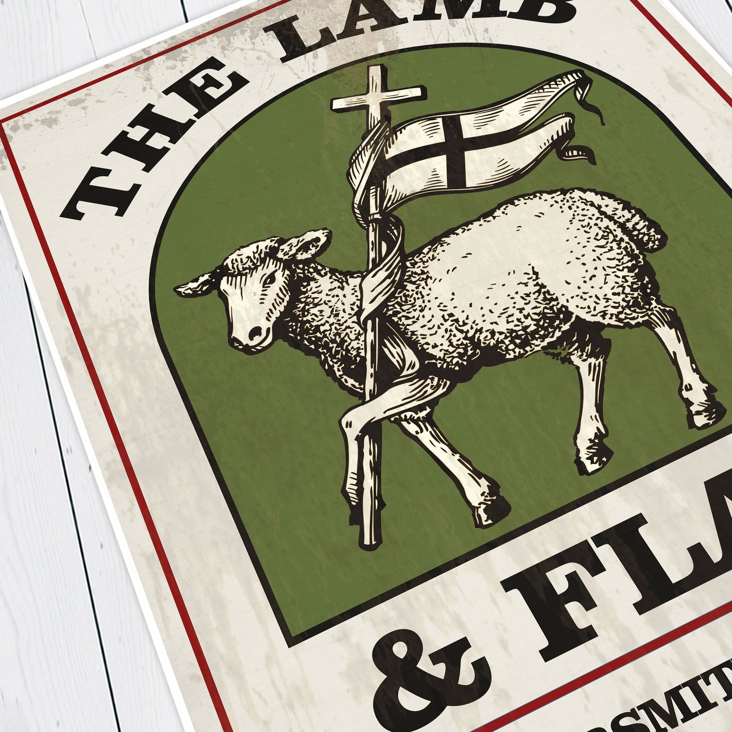 THE LAMB AND FLAG, Hammersmith, London Pub Sign / Poster. Bottom Print
