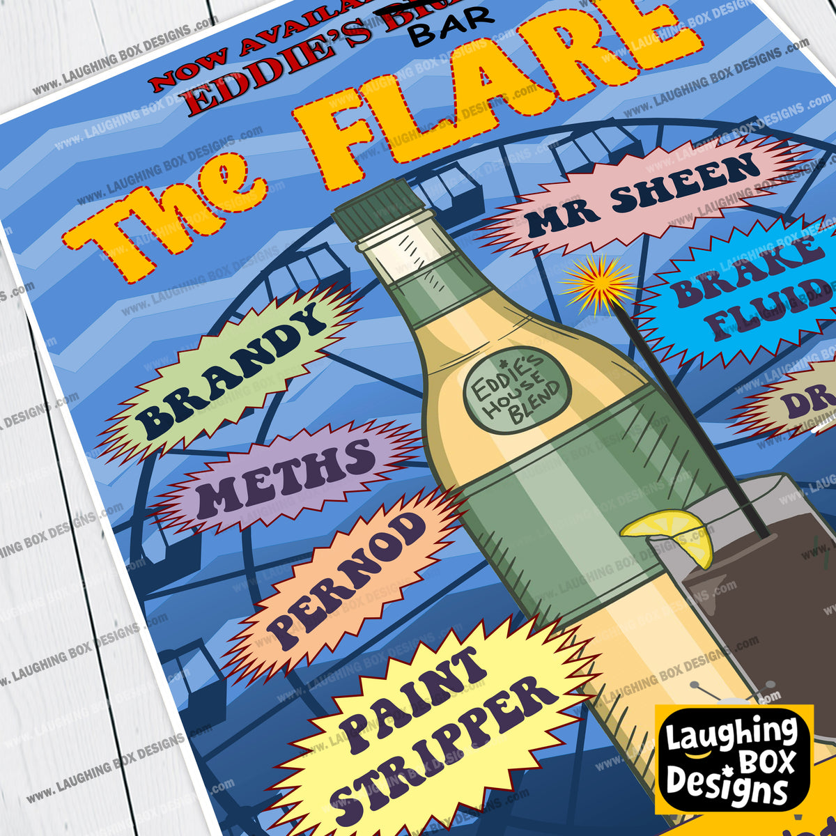 THE FLARE / EXPLODING COCKTAIL Eddie's Bar Cocktail Poster, Bottom Print