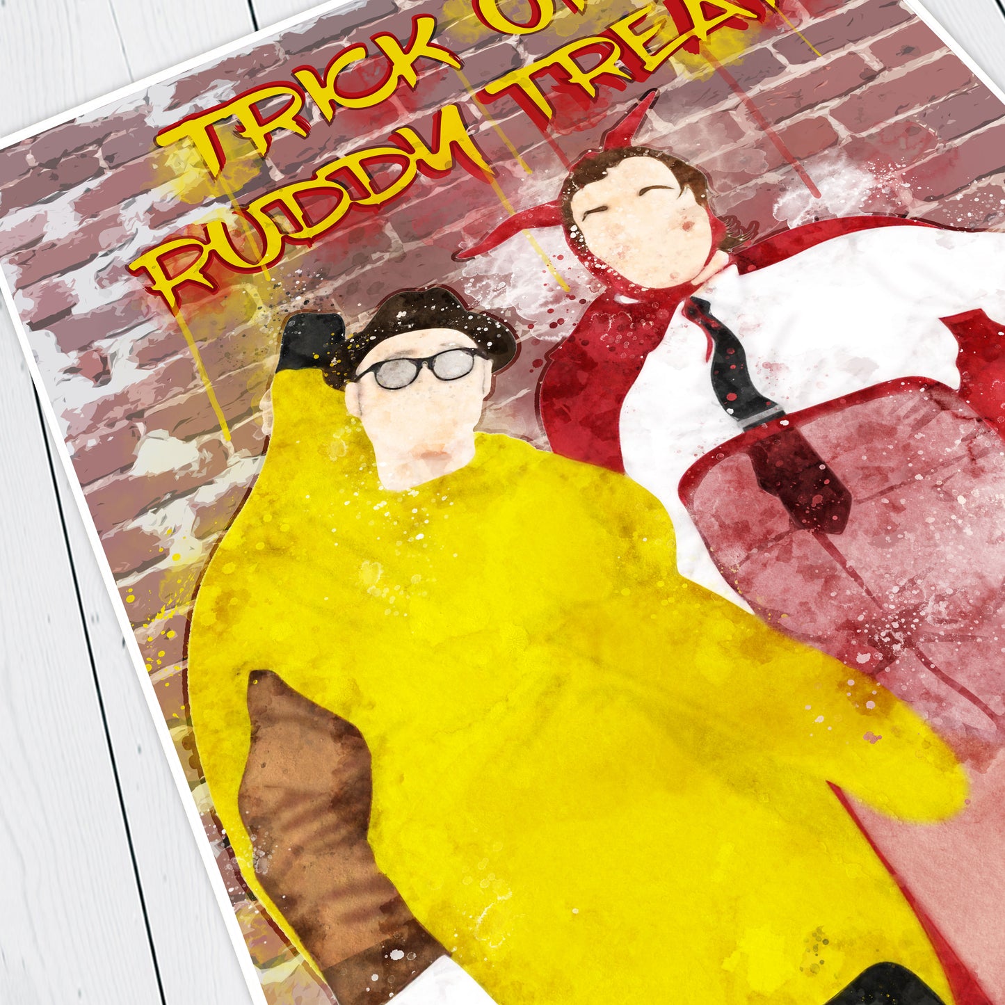 TRICK OR RUDDY TREAT, Halloween Banana and Devil Costumes, Bottom Print