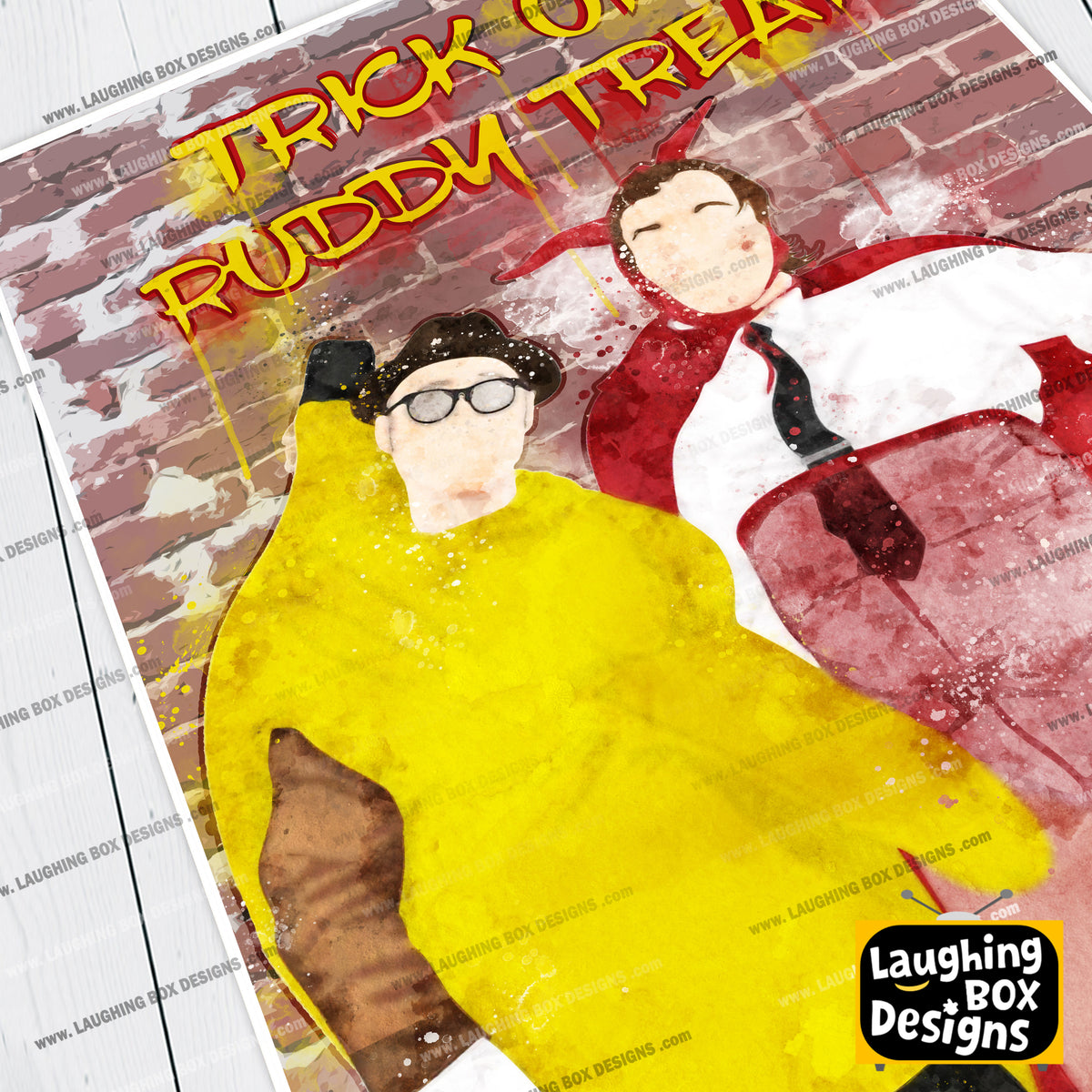 TRICK OR RUDDY TREAT, Halloween Banana and Devil Costumes, Bottom Print