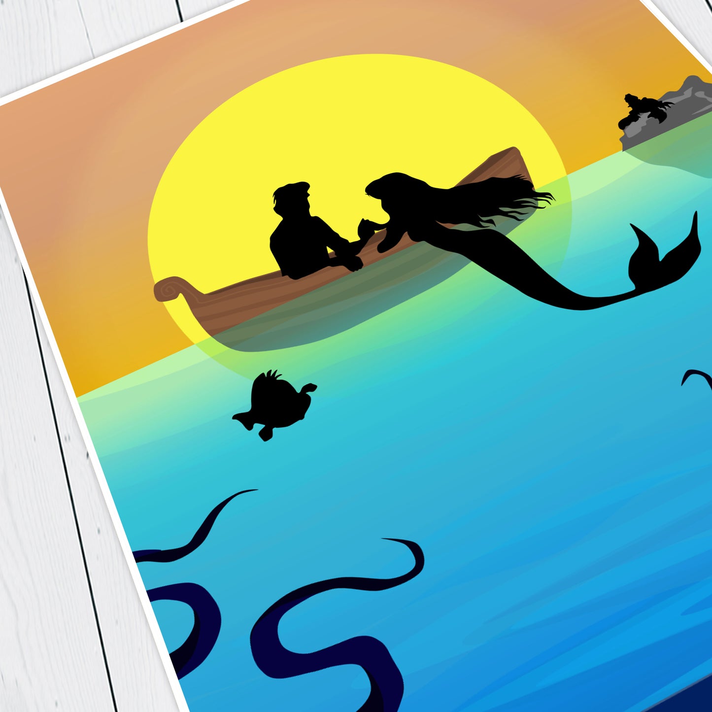 DISNEY'S THE LITTLE MERMAID Character inspired Silhouette Print