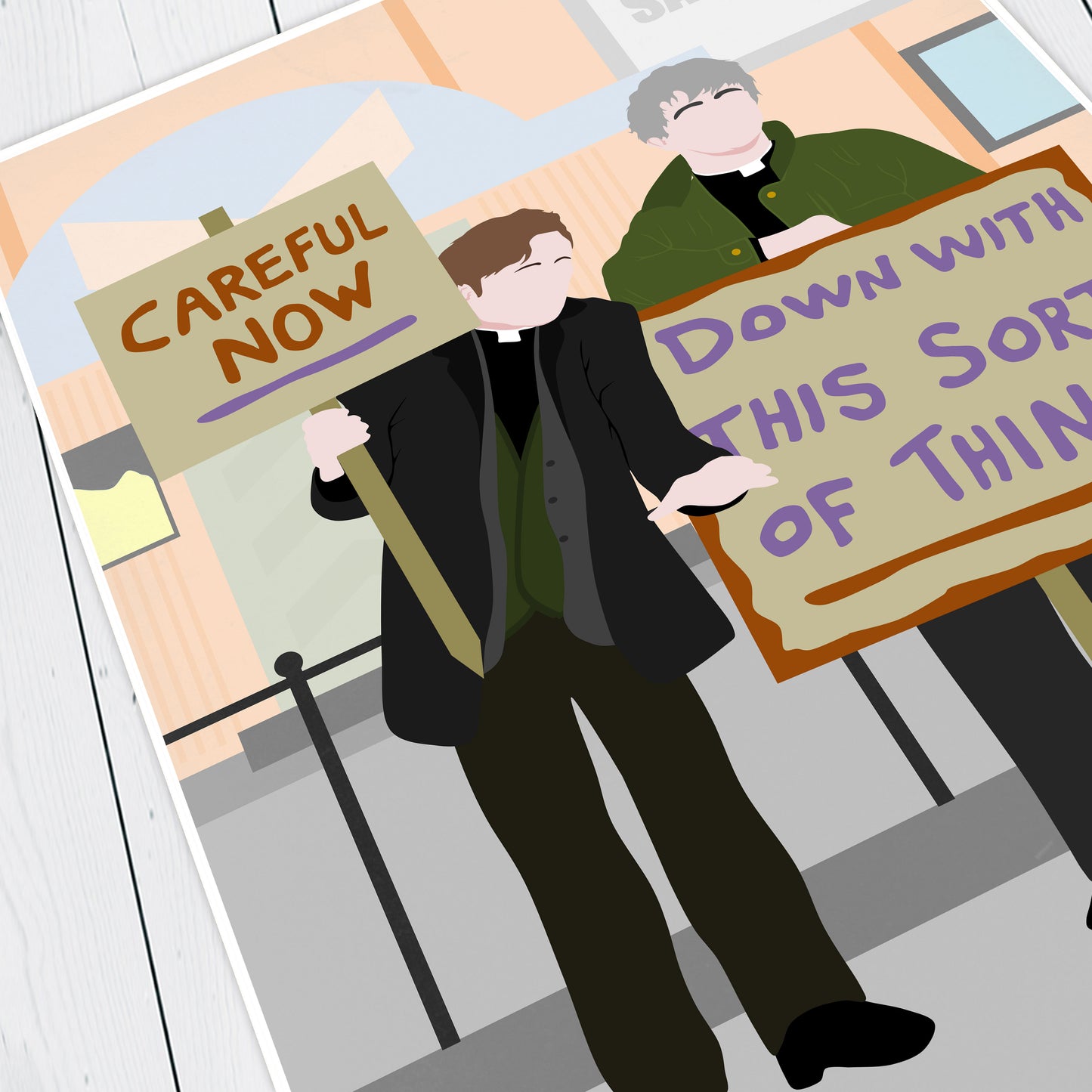 Down with this Sort of Thing / Careful Now, Full Scene Protest, Father Ted Print