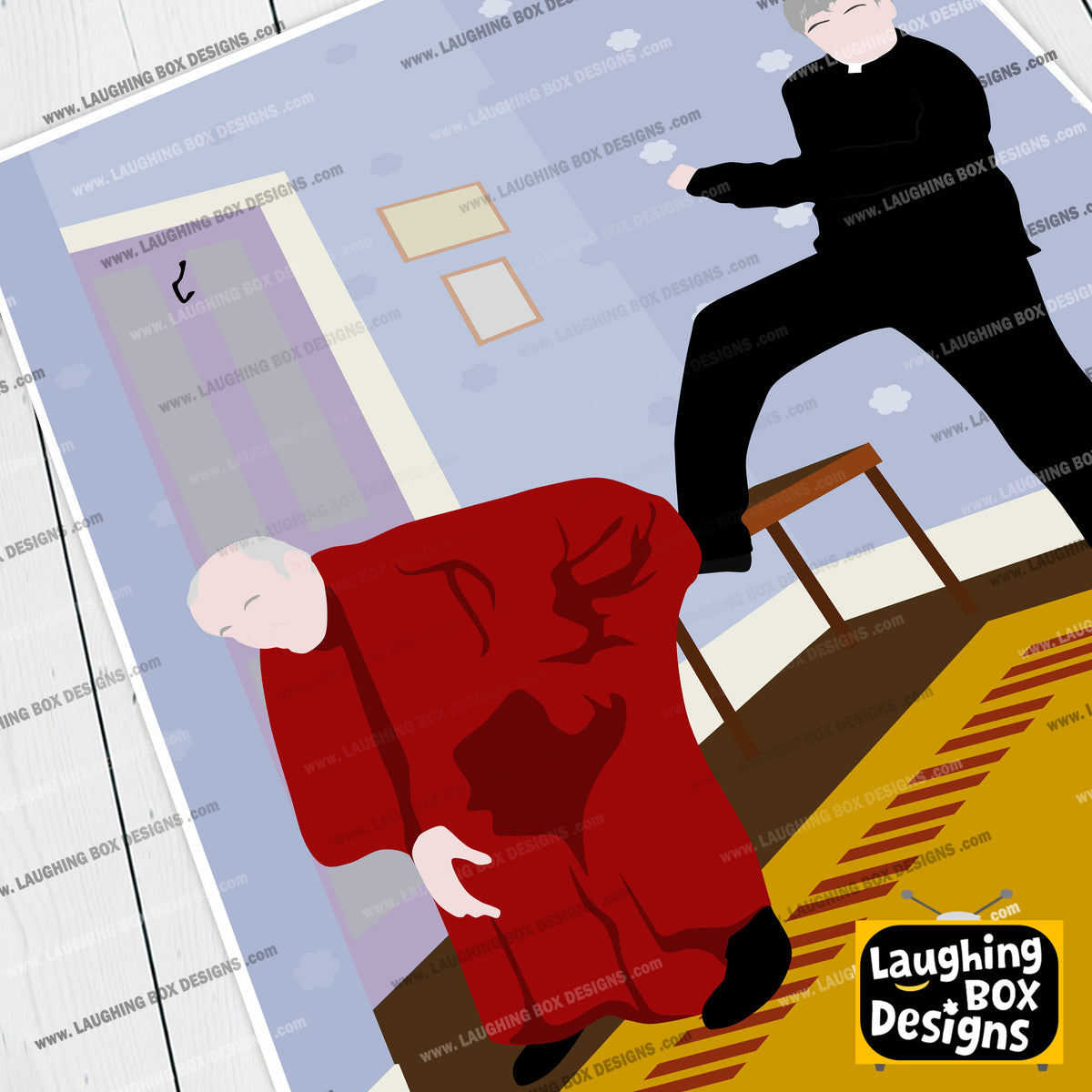 Kicking Bishop BrennanUp The Arse! Full Scene, Father Ted Print