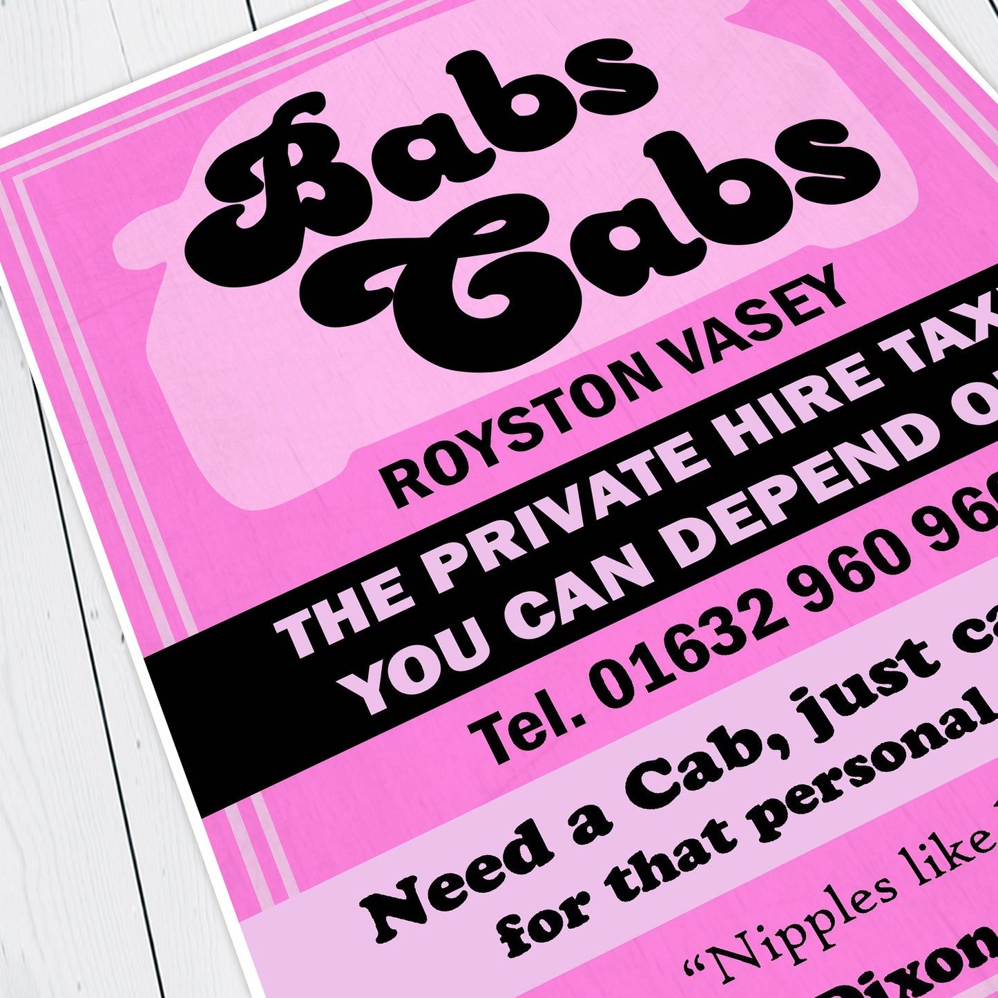 BAB'S CABS, Private Hire Taxi Advert, The League of Gentlemen Print