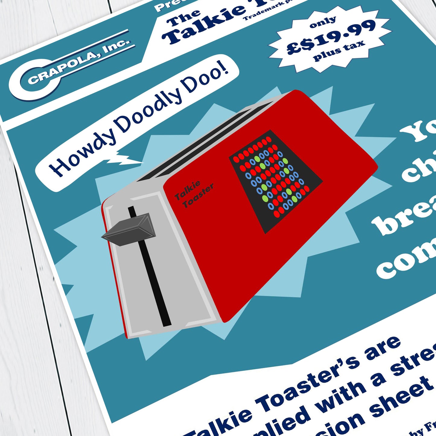 TALKIE TOASTER and TENSION SHEET ADVERT, Red Dwarf Print