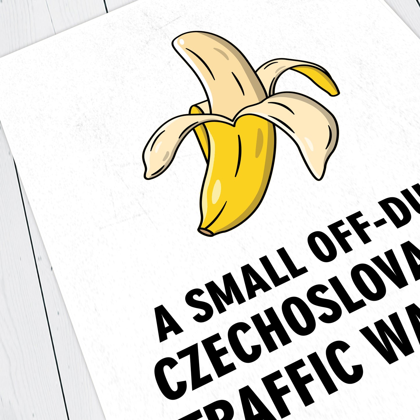 A SMALL OFF-DUTY CZECHOSLOVAKIAN TRAFFIC WARDEN! Kyrtens Banana Lie, Red Dwarf Print