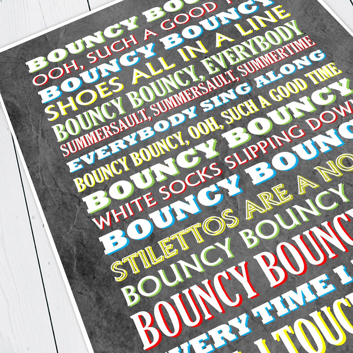 BOUNCY BOUNCY Crimp Lyrics, The Mighty Boosh Print (2 styles available)
