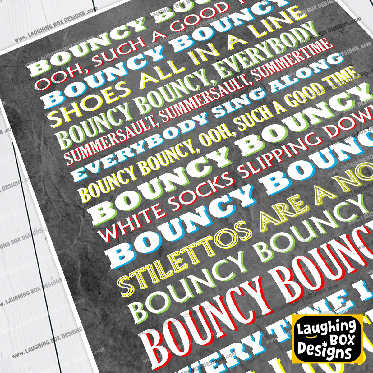 BOUNCY BOUNCY Crimp Lyrics, The Mighty Boosh Print (2 styles available)