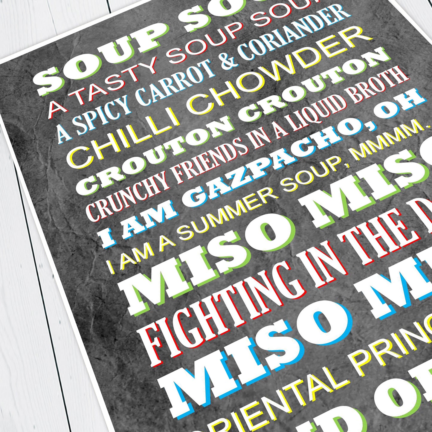 SOUP SOUP Crimp Lyrics, The Mighty Boosh Print (2 styles available)