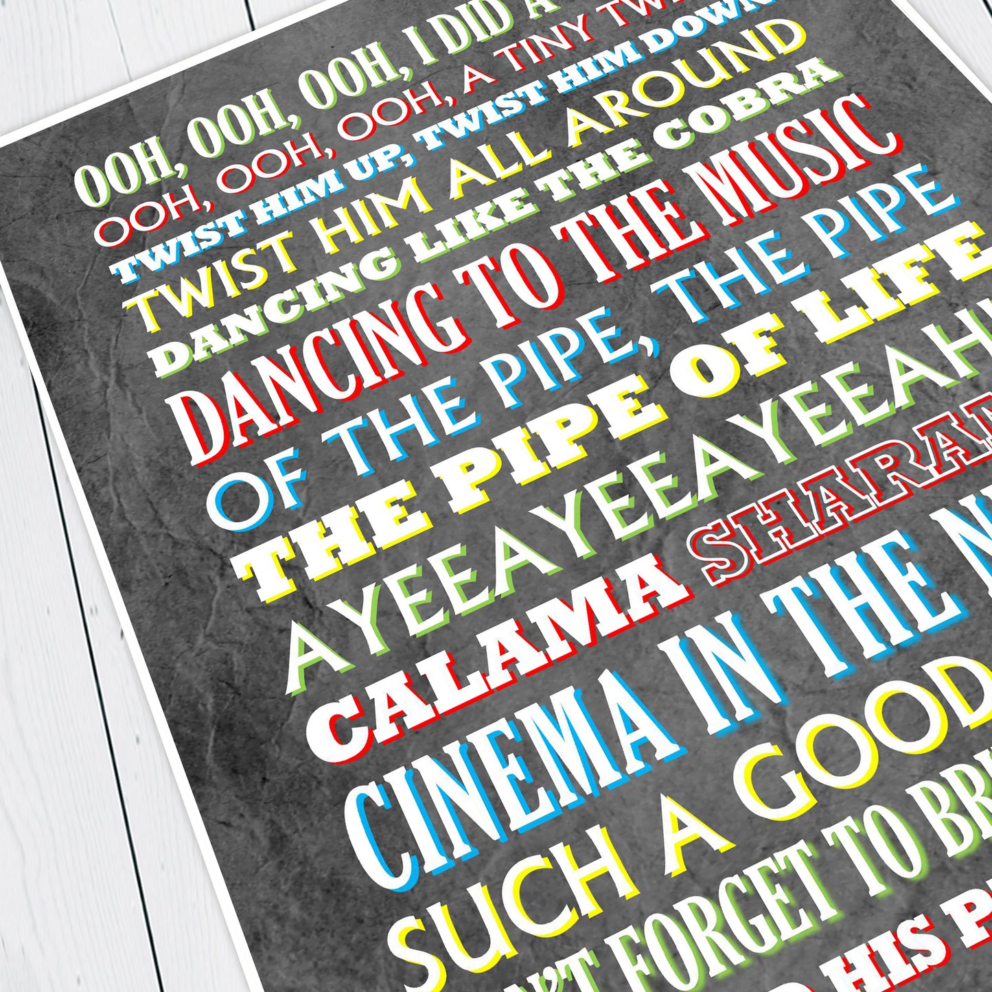 TWISTY Crimp Lyrics, The Mighty Boosh Print (2 styles available)