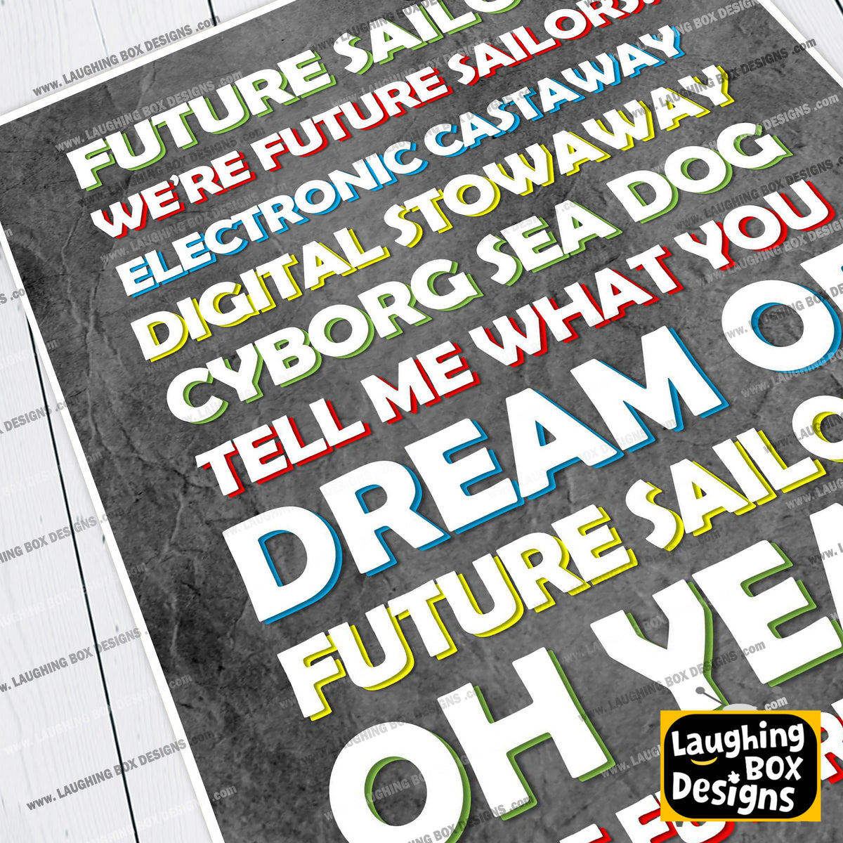 FUTURE SAILORS Lyrics, The Mighty Boosh Print (2 styles available)