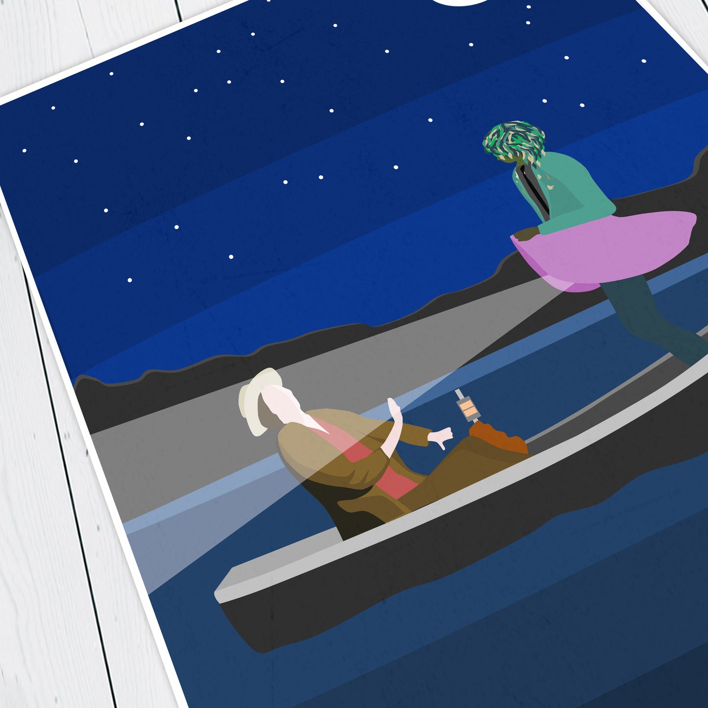 FISHING ON BLACK LAKE, Old Gregg Boat Scene Artwork Poster, The Mighty Boosh Print