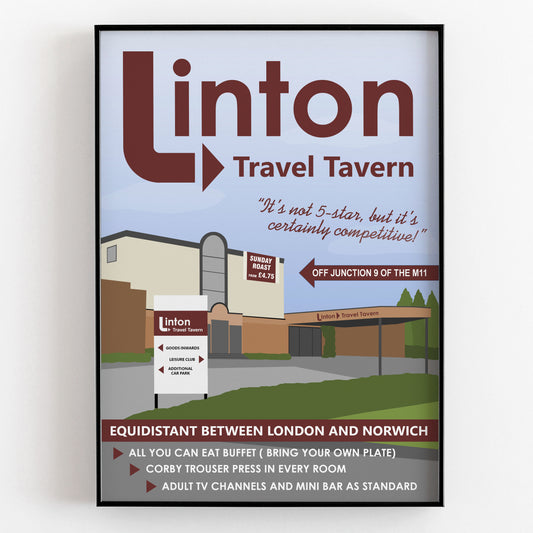LINTON TRAVEL TAVERN, Alan Partridge Print