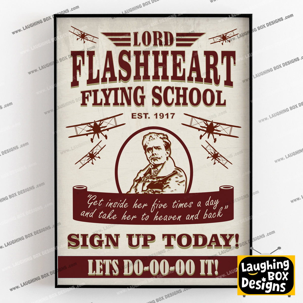LORD FLASHHEART FLYING SCHOOL, Sign up today poster, Blackadder Print