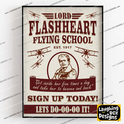 LORD FLASHHEART FLYING SCHOOL, Sign up today poster, Blackadder Print