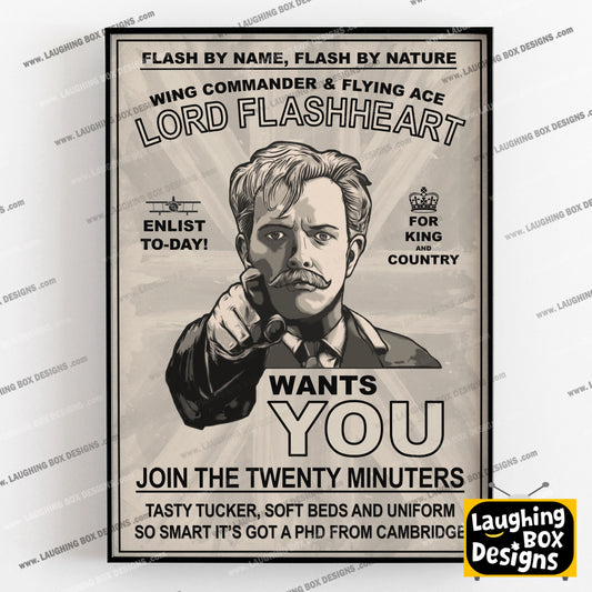 LORD FLASHHEART TWENTY MINUTERS, Flash Wants You! Recruitment poster, Blackadder Print